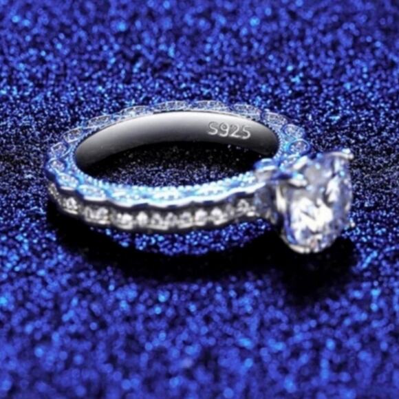 2 Ct Moissanite Wedding Ring Hypoallergenic Rhodium Plated 925 Sterling Silver 8 - Picture 13 of 14